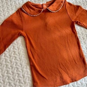 Misha and Puff Orange Long-Sleeve Kids Shirt with Peter Pan Collar
